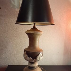 VTG Handcarved Soapstone 20" Lamp with Black Shade